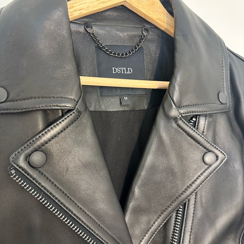 DSTLD Black Leather Jacket for Women - Picture 5 of 7